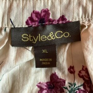 Style & Co. Cream Floral Top with Purple Blooms